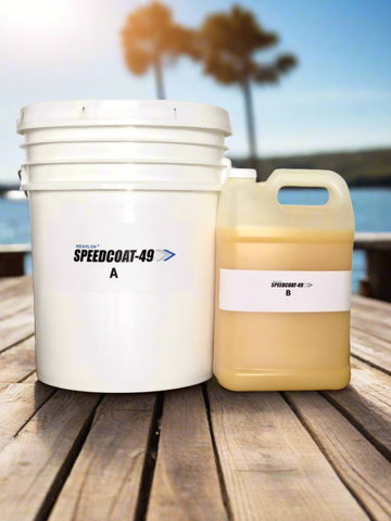 Picture of a 5 gallon pail of Speedcoat-49 boat coating